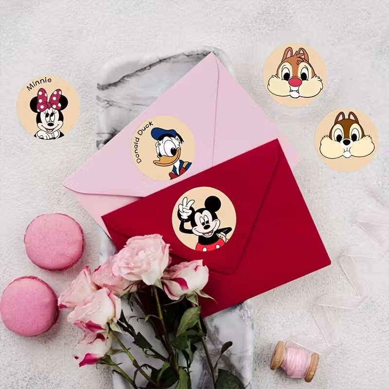 Стикеры с мультяшными героями — Микки, Минни, Дональд, Дейзи, Бэмби, Чип и Дейл — рулон 500 шт Ø2.5 см Киев - изображение 3