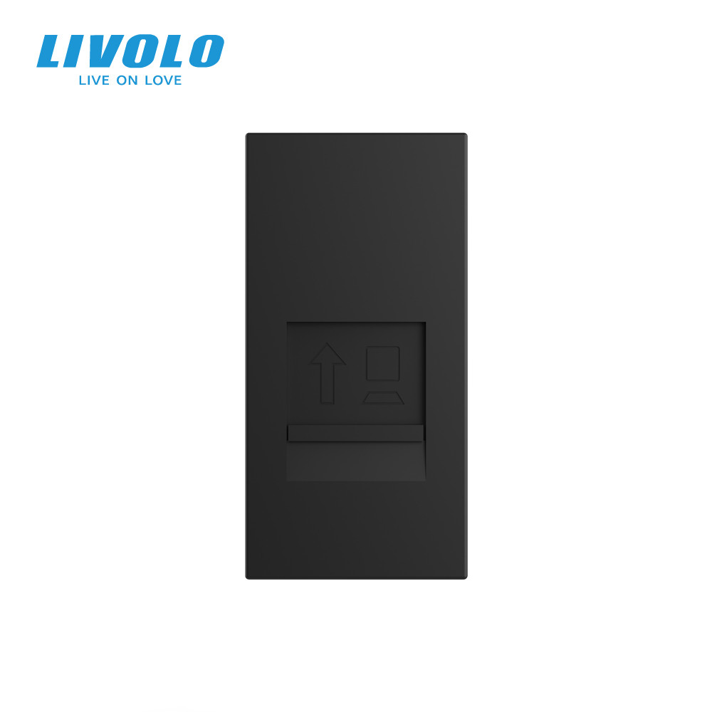 LIVOLO Інтернет-розетка RJ-45 (8P8C Cat.6) LIVOLO, чорна, модуль 0.5 поста, з шторкою (VL-FCCP- Коломия - фото 7