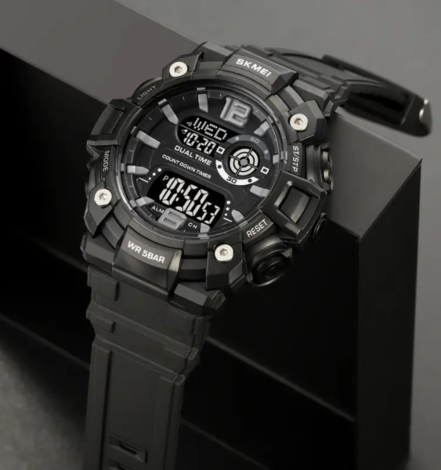 Годинник чоловічий спортивний наручний Skmei 2018 (Чорний з чорним циферблатом) Київ - фото 5