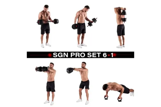 Гантелі розбірні HMS SGN130 PRO 6-в-1 зі штангою та гирями 30 кг Київ