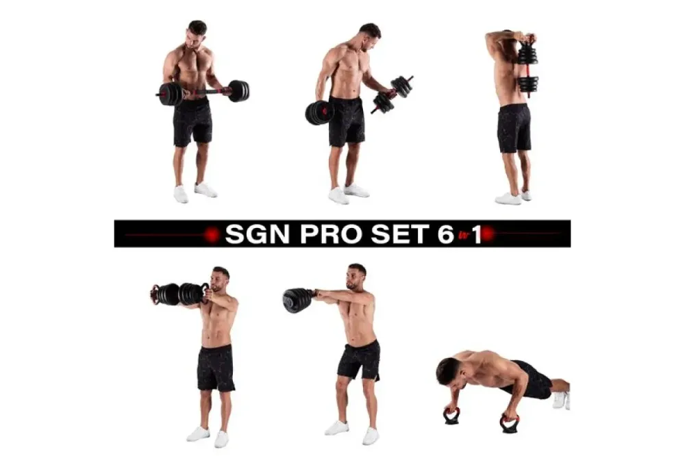 Гантелі розбірні HMS SGN130 PRO 6-в-1 зі штангою та гирями 30 кг Київ - фото 2