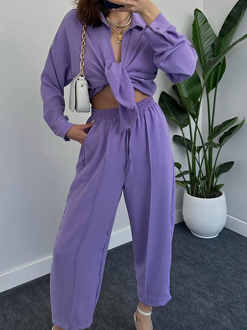 Жіночий легкий брючний костюм-двійка: сорочка та штани американський креп Лаванда, 44/46 Одеса - фото 7