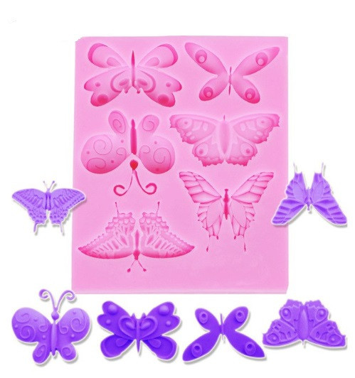 Молд силиконовый Бабочки 89 на 108 мм розовый Киев - изображение 3