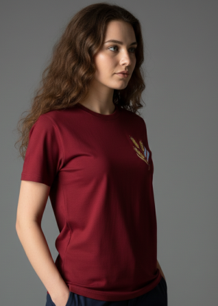 Женская яркая вышитая футболка вышиванка бордовая с пышным колоском Киев