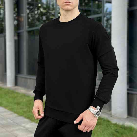 Свитшот мужской однотонный чёрный Pobedov 001 Киев