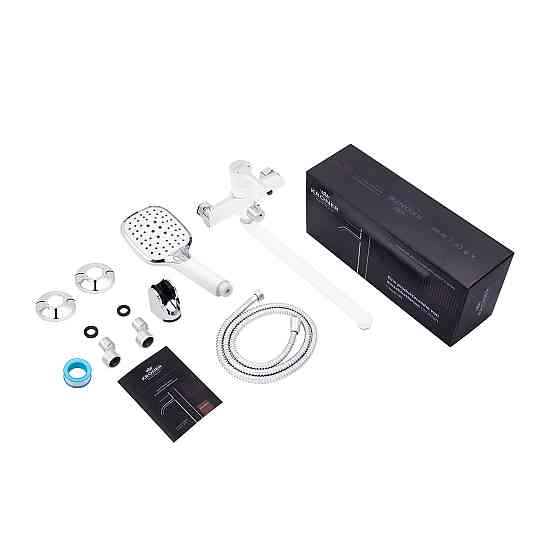 Змішувач для ванни з душовим гарнітуром Kroner KRP Essen - W070 білий/хром Київ