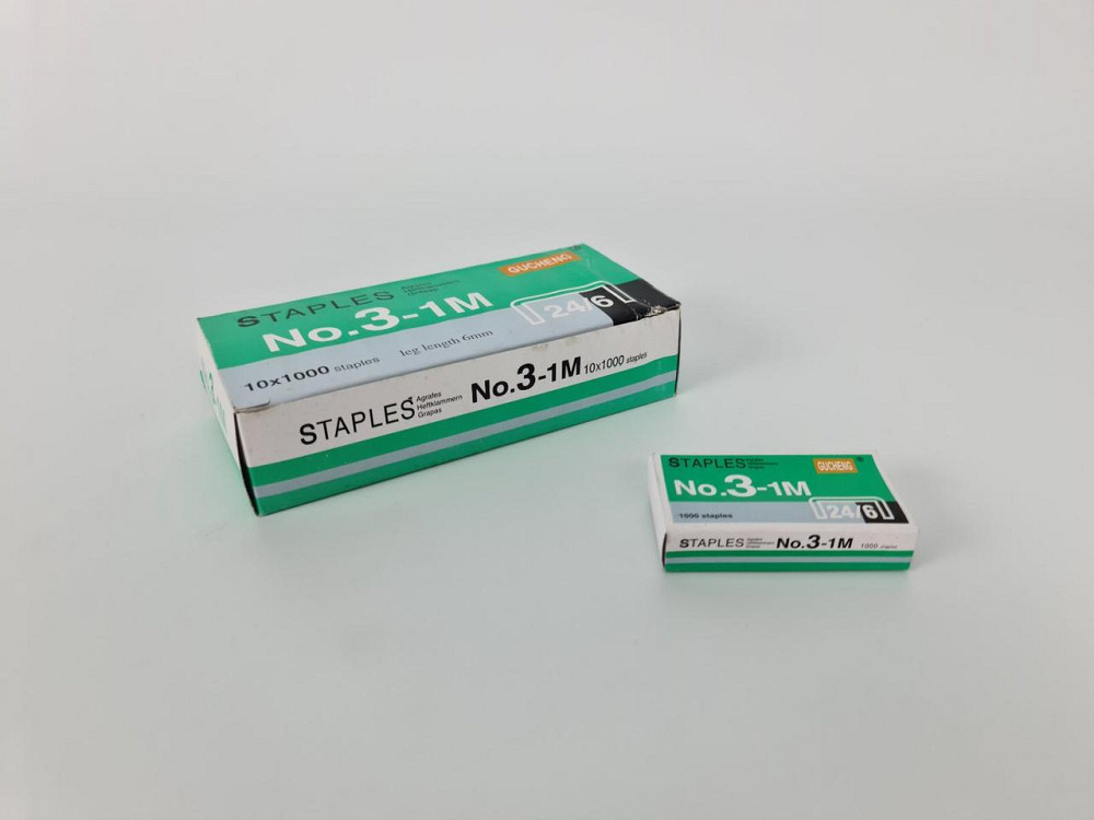 Скобы для канцелярского степлера №24(1000шт) STAPLES GUCHENG (1 кор) Харьков - изображение 4