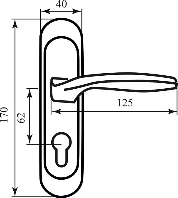 Ручка на планке RDA Arona пол латунь/мат латунь кл (под замок 1025 одноригельный) Киев - изображение 2