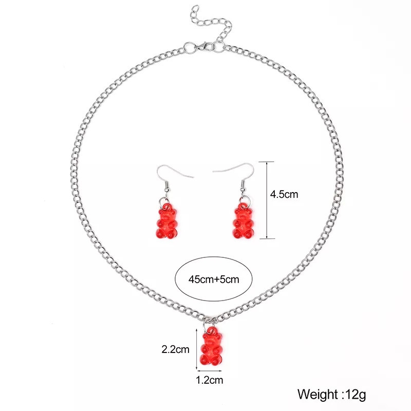 Украшения мишки (набор) красный - в набор входит сережки ожна пара и цепочка с кулоном, материал смола Киев - изображение 2