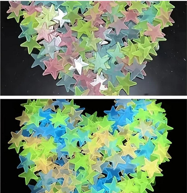 Набір флуоресцентних зірок у пастельних кольорах (100 шт.) Самоклеючі багаторазові стікери для декор Київ - фото 1