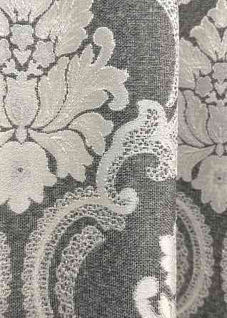 Комплект штор із тканини льон, колекція "Корона Марія" колір графітовий з світло-бежевим 1266ш Київ