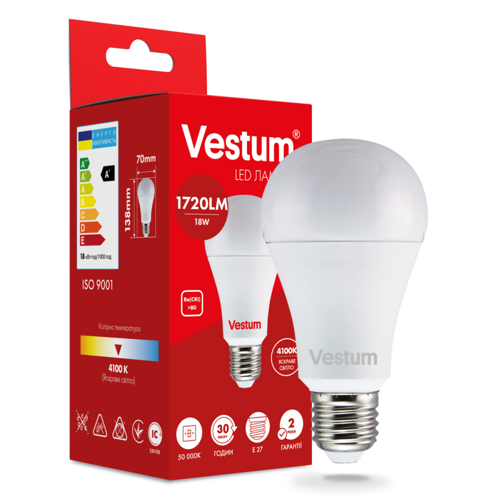 Світлодіодна лампа Vestum A70 18W 4100K 220V E27 1-VS-1111 Дніпро - фото 2