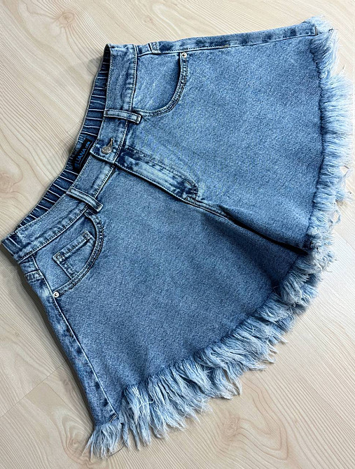 Шорты женские джинсовые Liana 4-041 короткие расклешенные с бахромой большие размеры голубые, голубой, З8, 38, 107 см Киев - изображение 14