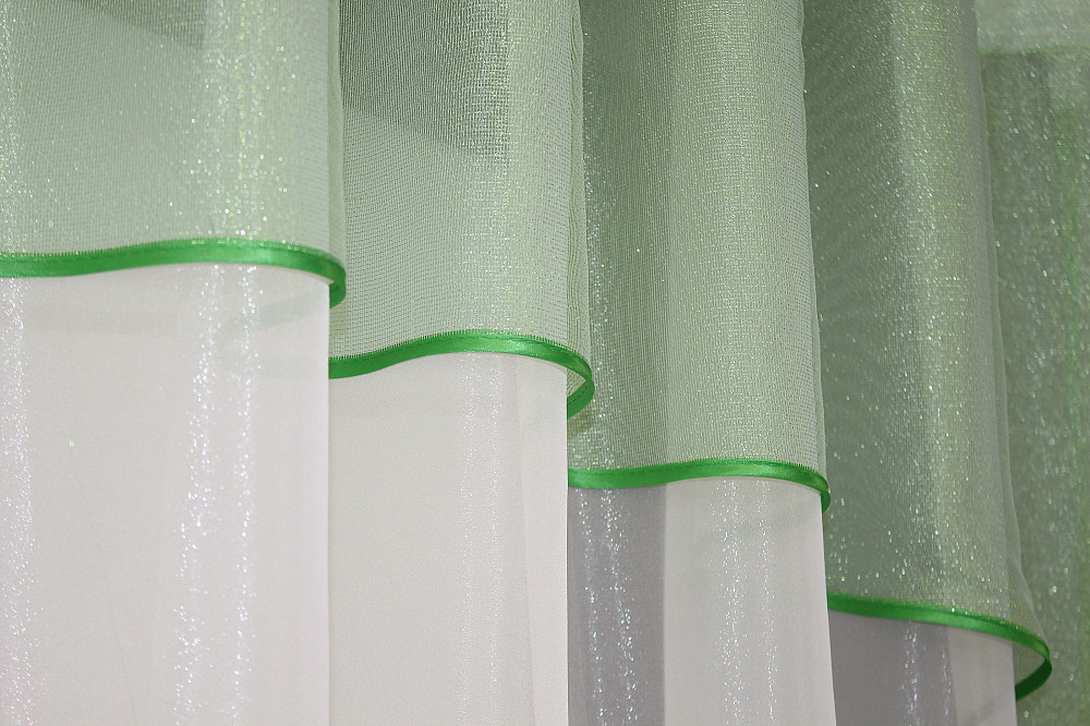 Гардина кухонная VR-Textil № 036к арка 280х170 см Молочный с салатовым (50-370) Киев - изображение 4