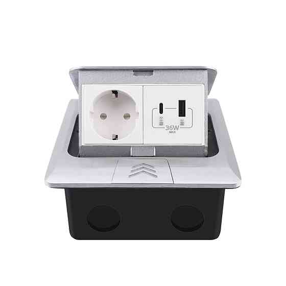 LIVOLO Розетка підлогова подвійна LIVOLO срібна, вбудована у підлогу, з USB-A і USB Type-C 36 В Коломия