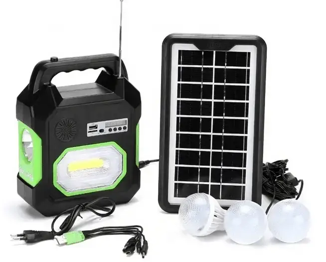 Сонячна зарядна станція GDPlus GD-15 + ліхтар + 3 лампи + Power Bank + FM + MP3 Вінниця - фото 1