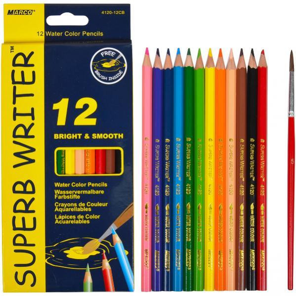 Олівці кольорові "Marco" "Superb Writer" АКВАРЕЛЬНІ 12кол. 4120-12CB шестигранні, шт Київ - фото 1