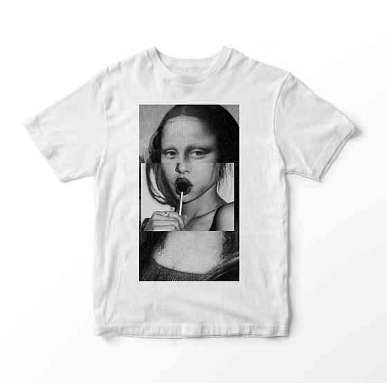 Белая женская футболка с рисунком MONA LIZA Черновцы