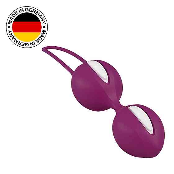 Вагінальні кульки Fun Factory SMARTBALLS DUO, бордово-білі, 2 шт, діаметр 3,2 та 3,6 см Sex Aura Київ