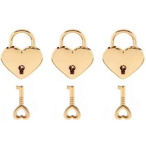 Набор подвесок замок и ключ сердце золотистые металлические 3 шт Киев