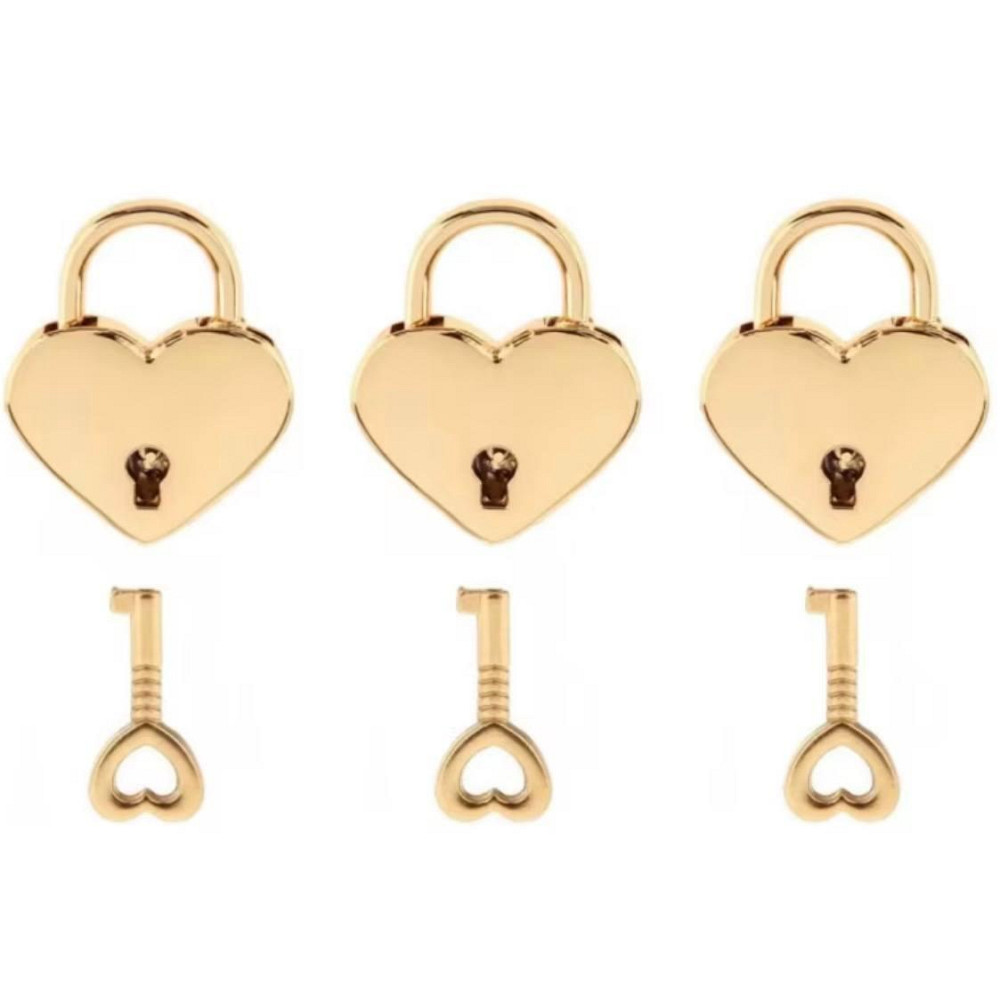 Набір підвісок замок і ключ серце золотисті металеві 3 шт Київ - фото 1