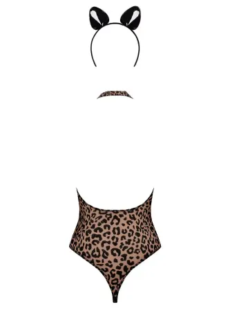 Еротичний костюм леопарда Obsessive Leocatia teddy L/XL, боді, обруч з вушками Львів