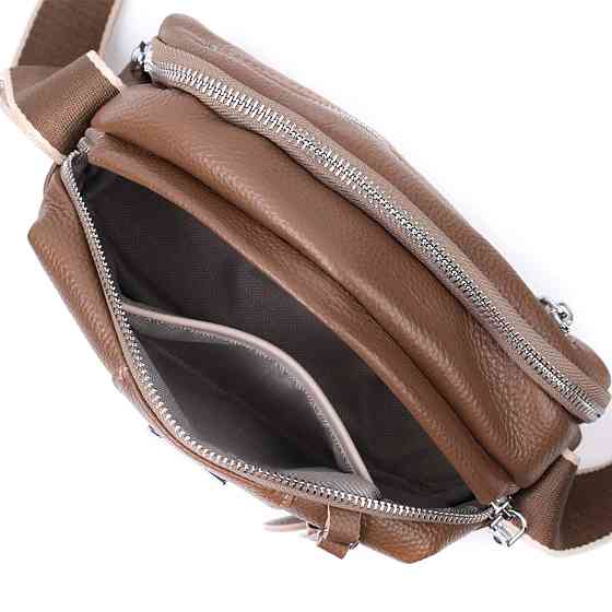 Модна сумка на кожен день із двома відділеннями з натуральної шкіри Vintage 22596 Коричневий Київ