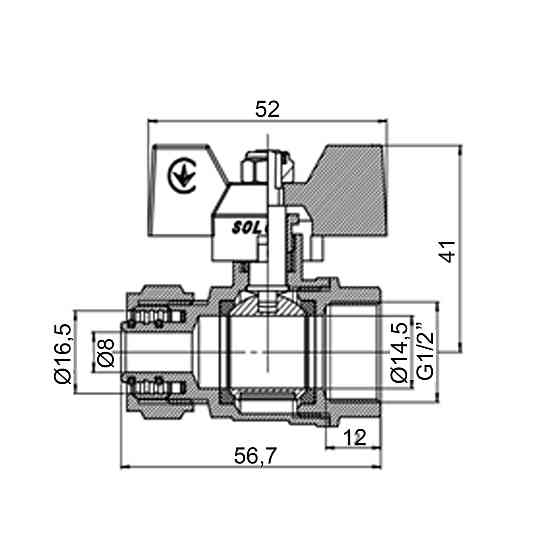 Кран кульовий SOLOMON 16х1/2″ 1184 внутр. різьба Київ