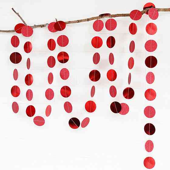 Гирлянда на нитке Кружки 4 м на 5 см красный Киев