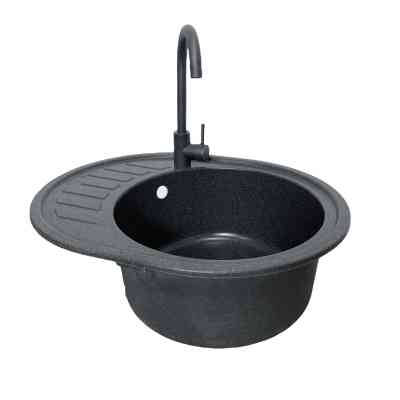 Мойка кухонная Adamant Ovum графіт + змішувач + дозатор (1824296900413) Вінниця