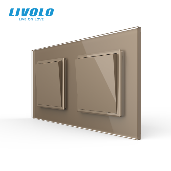 LIVOLO Двоклавішний вимикач (1-1) Livolo золотий скло (VL-C7K1K1-13) Коломия