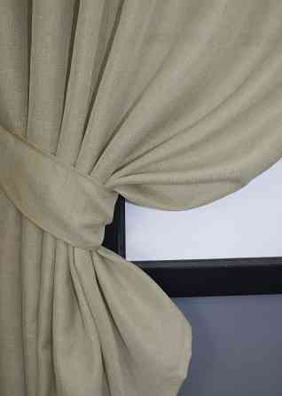 Комплект коротких штор VR-Textil Льон Мішковина № 114ш Бежевий 130х170 см 2 шт (35-0107) Київ