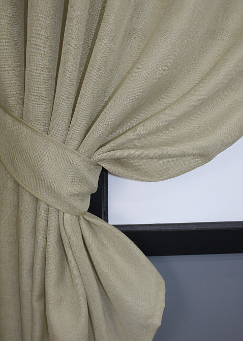 Комплект коротких штор VR-Textil Льон Мішковина № 114ш Бежевий 130х170 см 2 шт (35-0107) Київ - фото 3