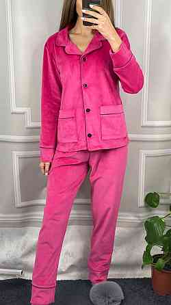 Костюм з плюшевого велюру на ґудзиках із двома кишенями Малиновий XXL Харків