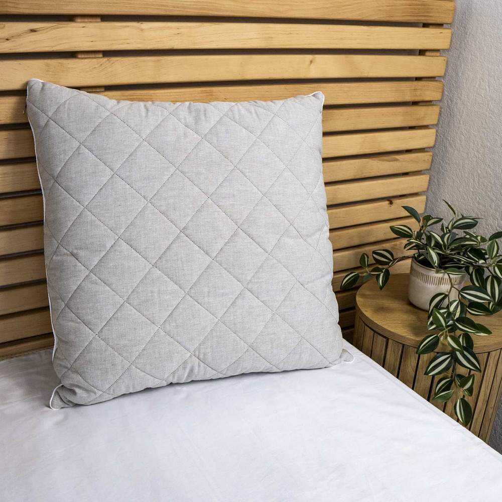 Подушка конопляна YouStar 60х60 см чохол 100% льон (Сірий) Суми - фото 1