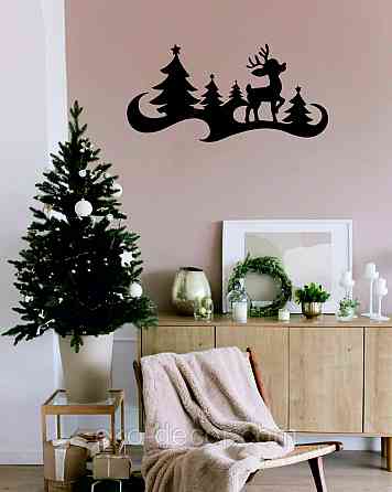 Декоративное настенное Панно «Олень», Декор на стену 90*43 см, Черный Киев