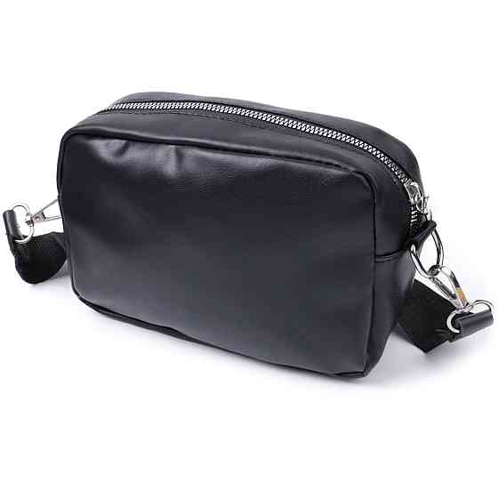 Зручна жіноча сумка крос-боді з монетницею з екошкіри Чорний (Vintage) Київ