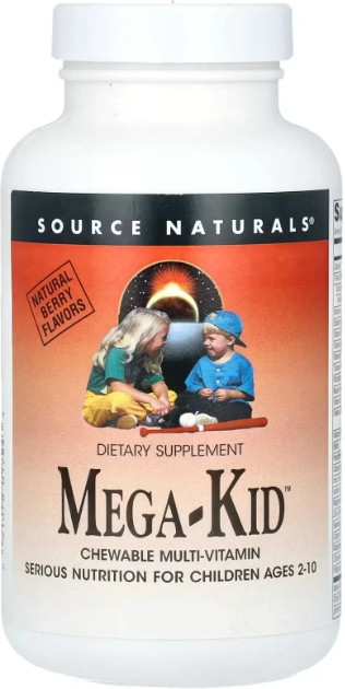 Комплексные поливитамины для детей от 2 до 10 лет Source Naturals Mega-Kid 30 жув таб ягоды Киев - изображение 1