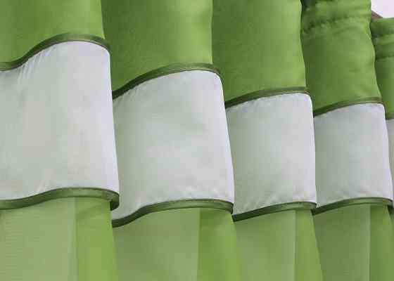 Кухонная занавеска VR-Textil № 018к штора и тюль с ламбрекеном оливковый с белым 270х170 см (52-1012) Киев