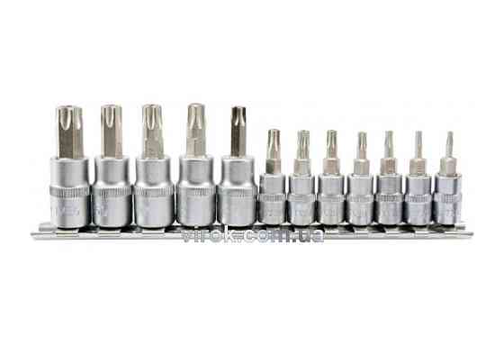 Головки торцеві з насадками YATO : "TORX TEMPERPROOF", квадрат 1/4, 3/8". Набір 12 шт. [10/40] Одеса