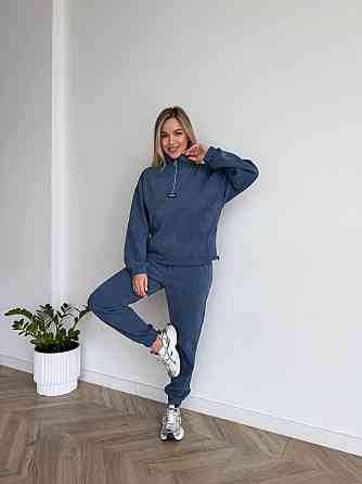 Женский стильный повседневный костюм двойка трикотажный ольвет Джинс, 50/52 Одесса