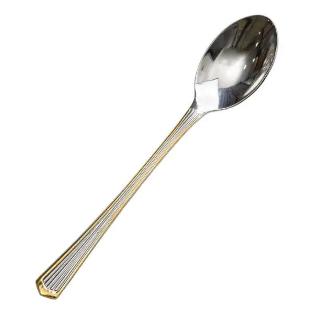 Набір ложок для кави 6 штук з нержавіючої сталі ложки для кави 12.3 см Срібло із золотим обрамленням HP-20-35 Коломия - фото 2