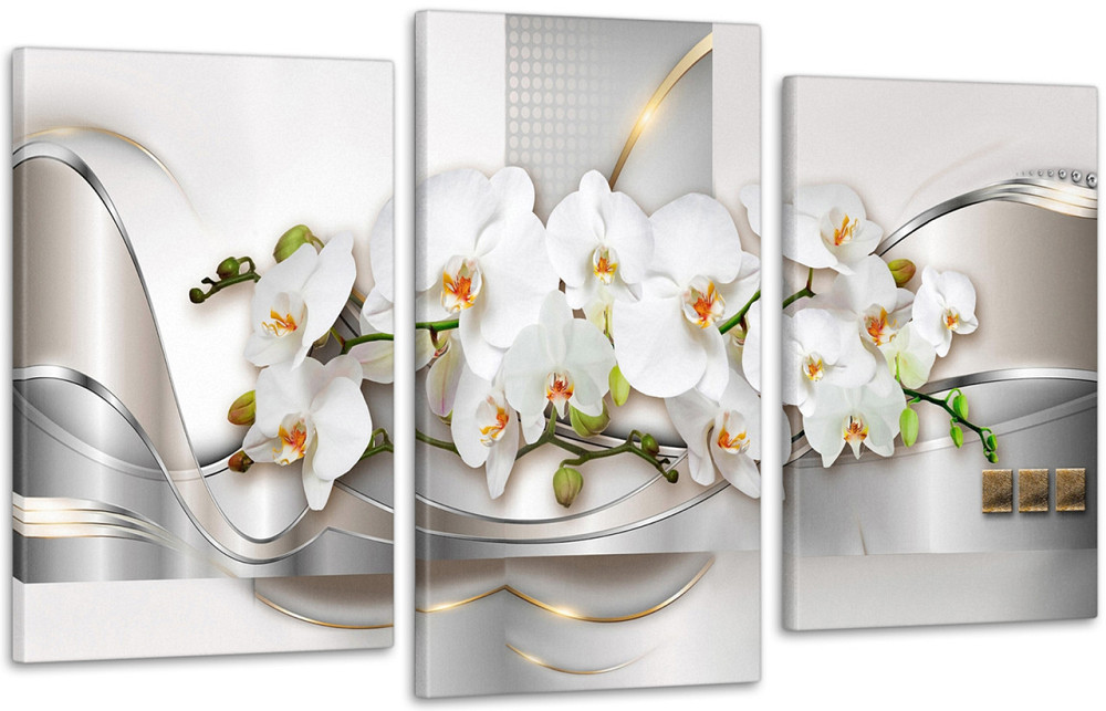 Модульна картина Квіти Абстракція Орхідея (53х100 см) Art-219_3 100х150 см Київ - фото 1