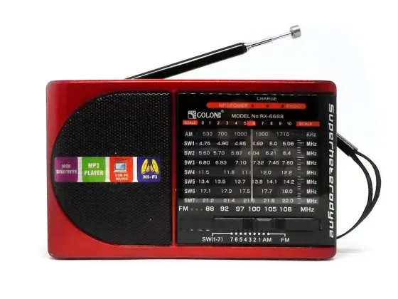 Радіоприймач Golon з LED ліхтариком, TF/USB, FM/AM/SW, акумулятор та батареї, портативне радіо Одеса