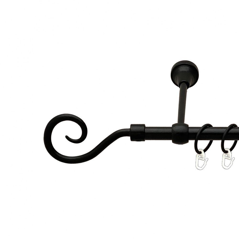 Карниз Orvit Гак металевий однорядний литий гладка труба кільце металеве Чорний Оксамит 16 мм 120 см Львов - изображение 1