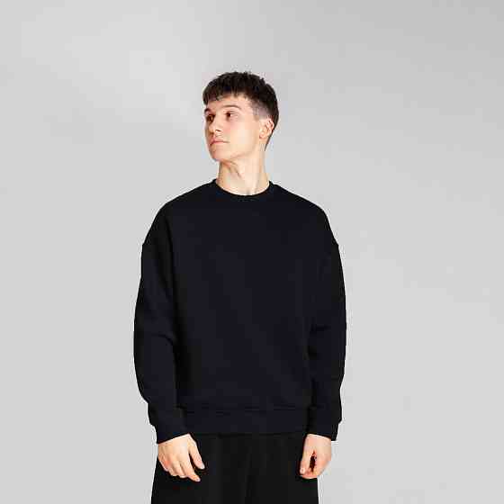 Свитшот Slavni оверсайз мужской черный, Свитшот Slavni Ample тринитка начес черный Киев