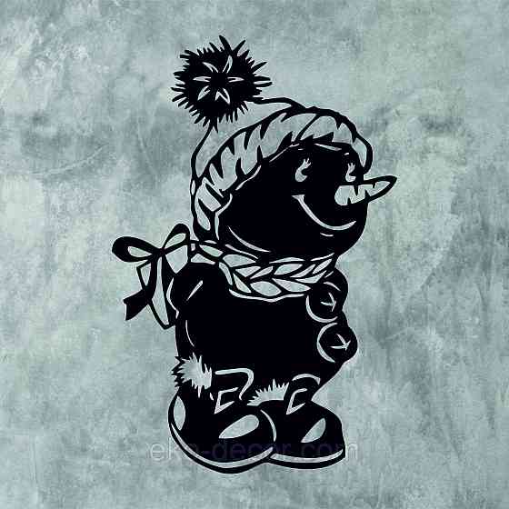 Декоративное настенное Панно «Снеговик», Декор на стену 90*56 см, Черный Киев