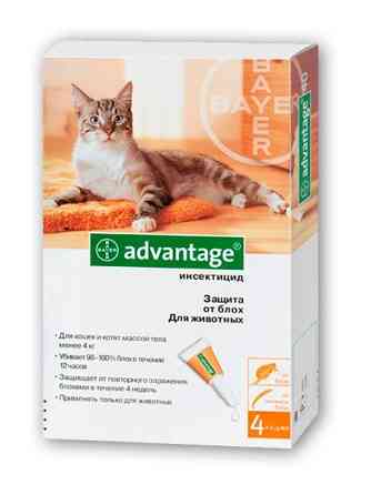 Капли от блох Advantage (Адвантейдж) 80 для котов и декоративных кролей свыше 4 кг (1 пипетка 0,8 мл) Bayer Винница