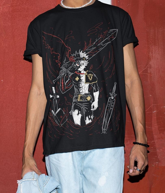 Футболка з аніме принтом Чорна конюшина оверсайз (S/M/L) Чорний AnimeJ0983 Дніпро - фото 3