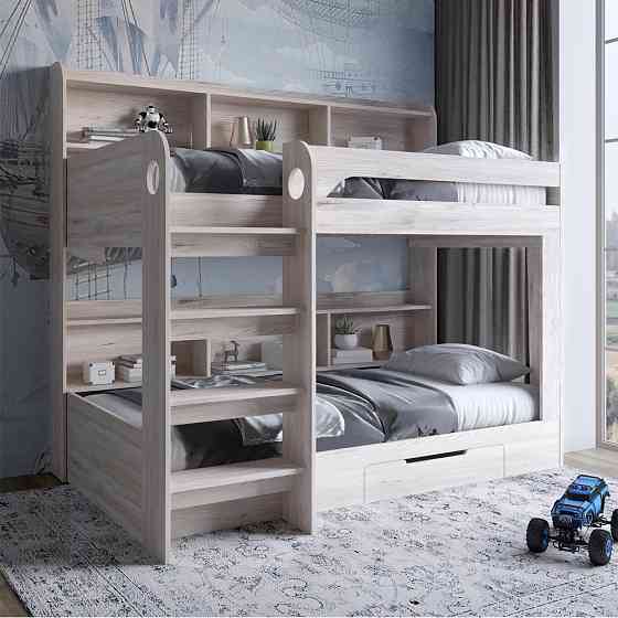 Дитяче двоярусне ліжко LION Майнкрафт 90х190 см з шухлядою Самоа Димчастий (LION-041543) Львів